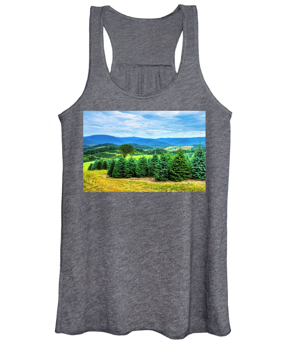 Blue Ridge Mountains Women's Tank Top featuring the photograph Christmas Spirit by Dale R Carlson