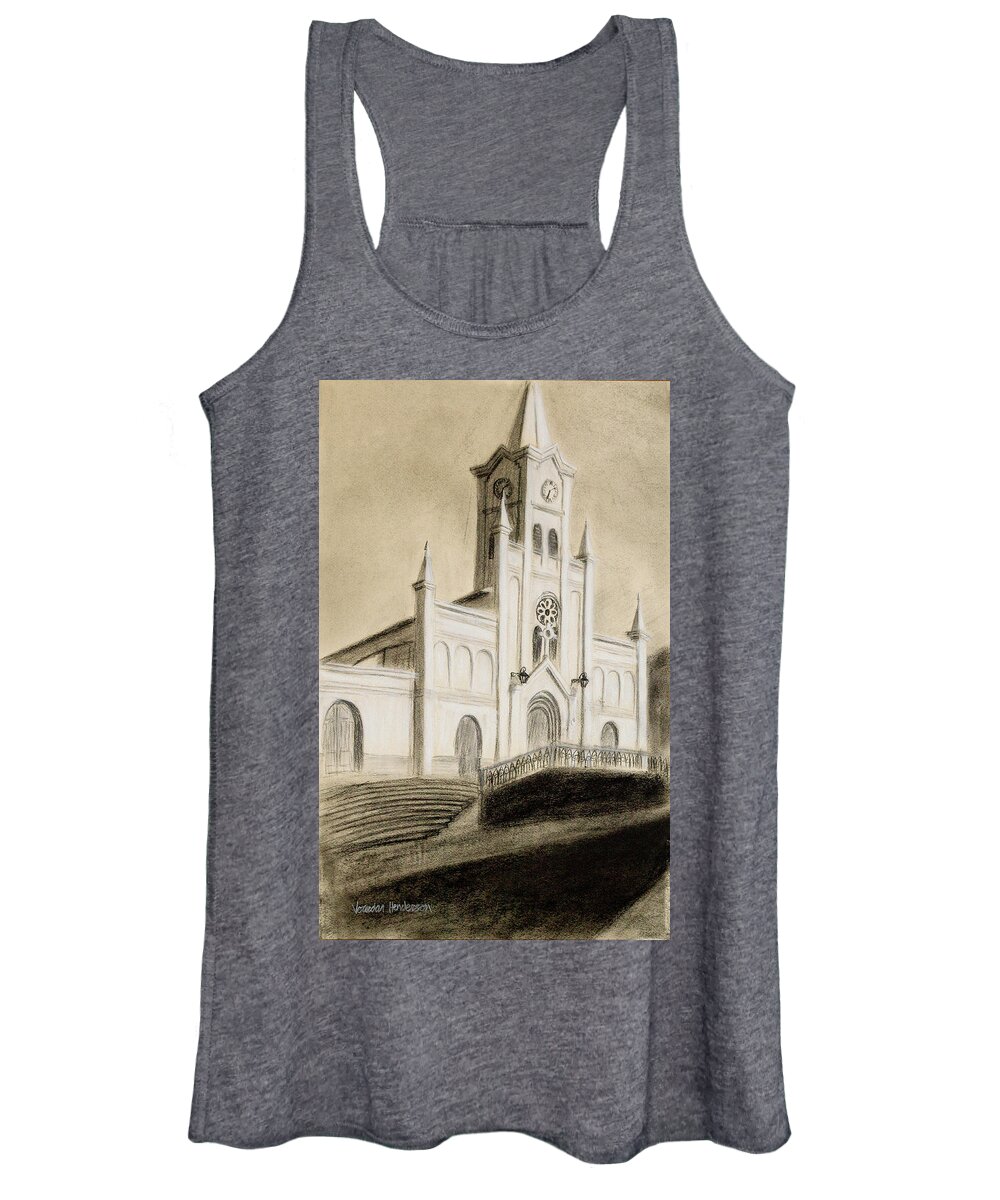 Church Women's Tank Top featuring the drawing Church against the Sky by Jordan Henderson