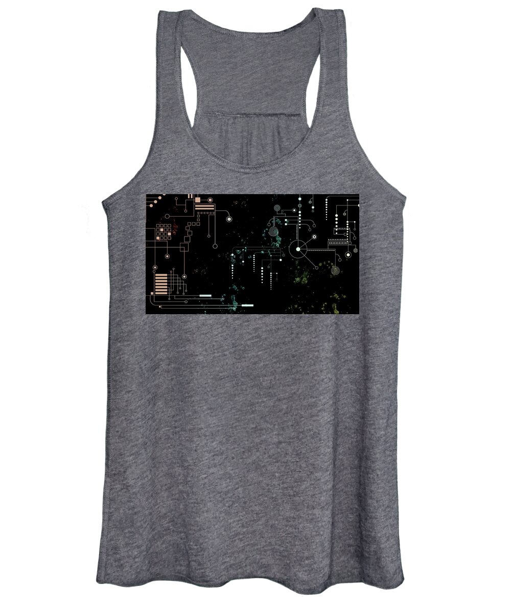 Abstract Women's Tank Top featuring the digital art Circuit Board by Carol Crisafi