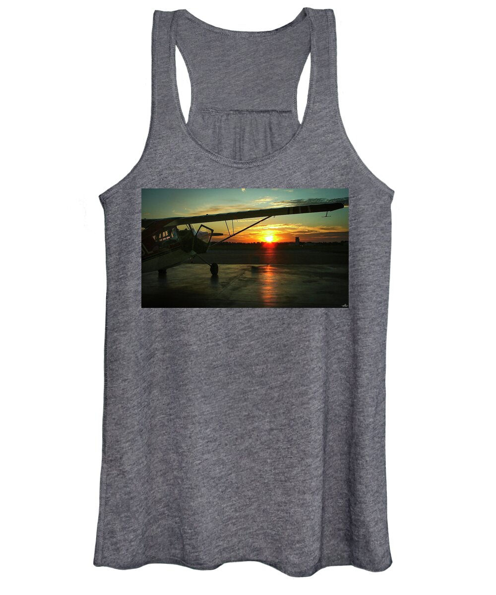 Citabria Women's Tank Top featuring the photograph Citabria Peeking out of the Hangar Door by Phil And Karen Rispin