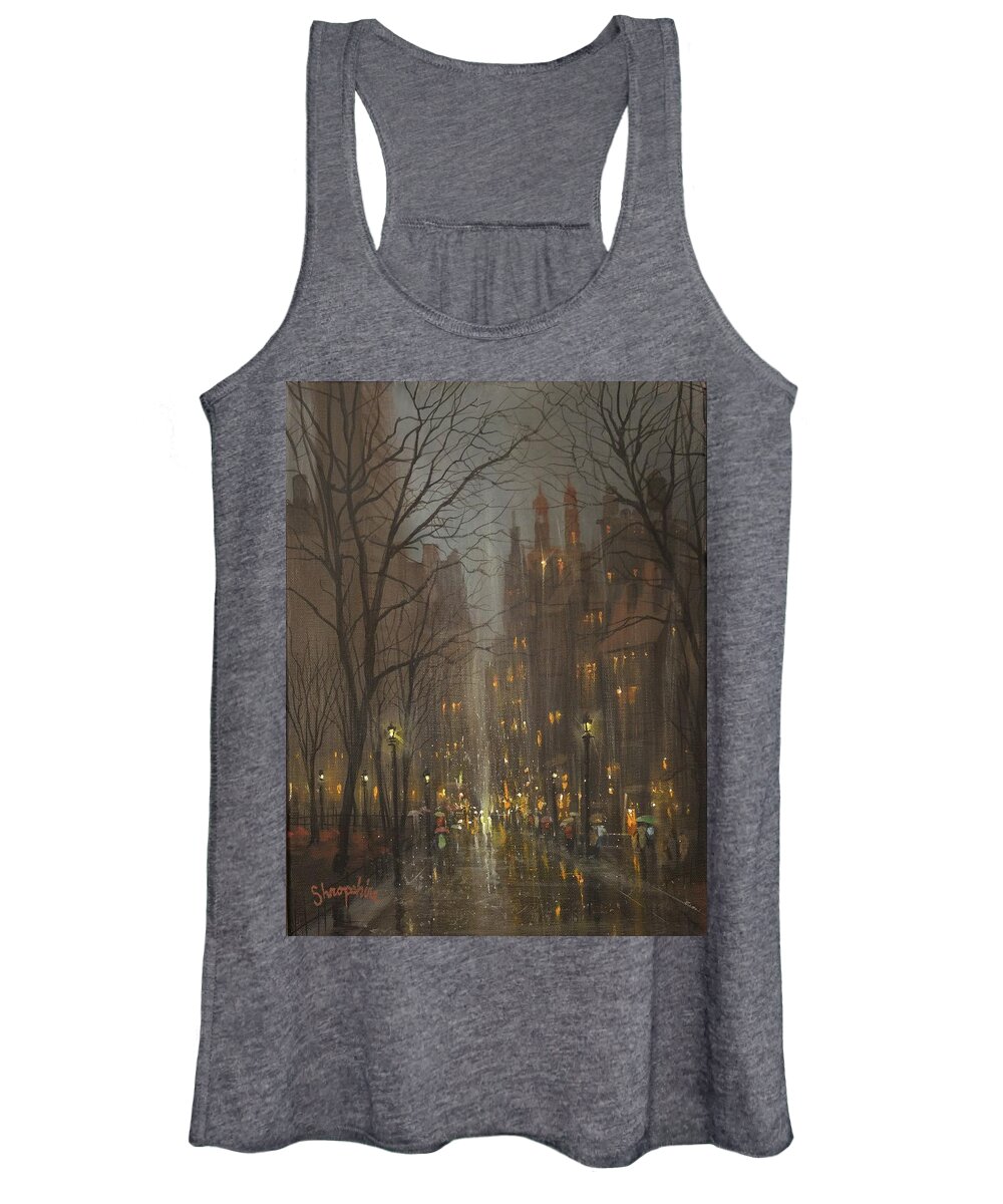City Rain Women's Tank Top featuring the painting City Park by Tom Shropshire