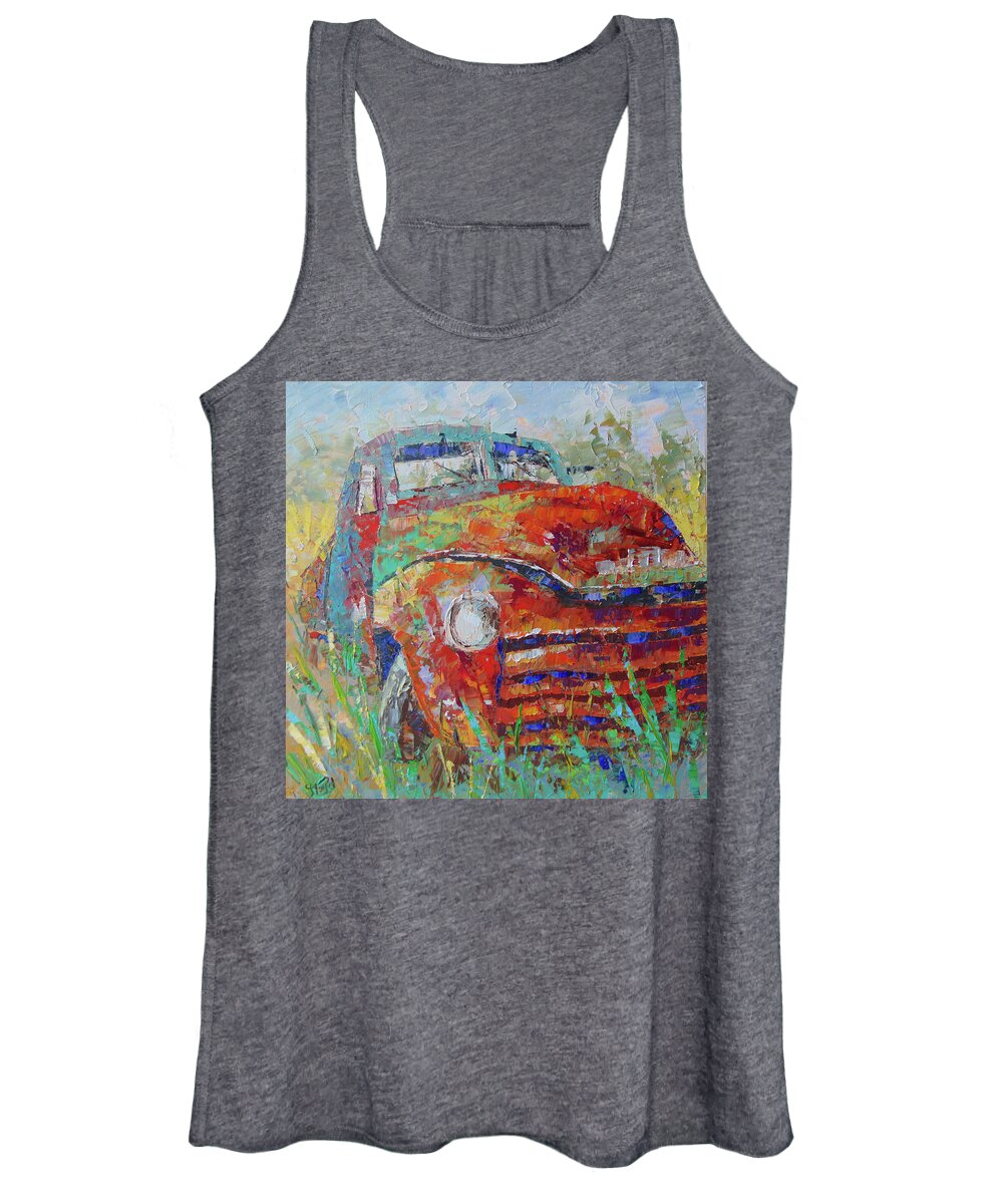 Impressionist Women's Tank Top featuring the painting Classic Car by Frederic Payet