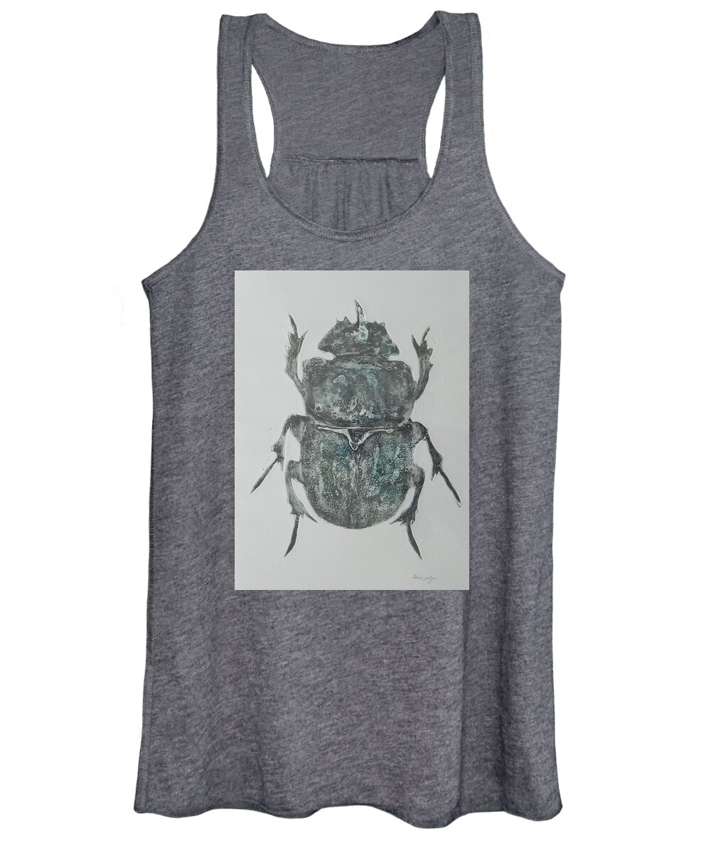 Dung Beetle Women's Tank Top featuring the painting Cleaning agent by Ilona Petzer