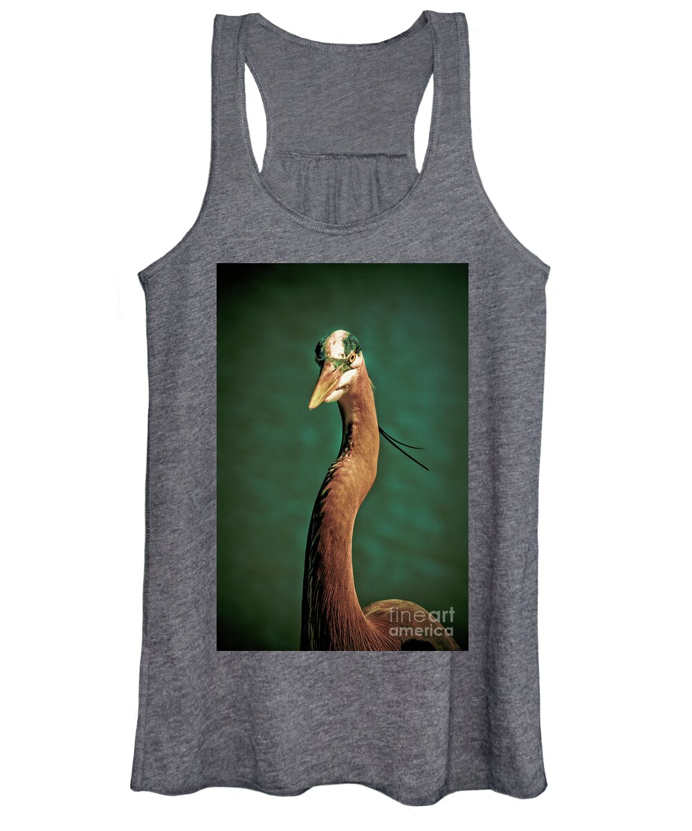 Ardea Herodias Women's Tank Top featuring the photograph Close-up of a Great Blue Heron by Stefano Senise