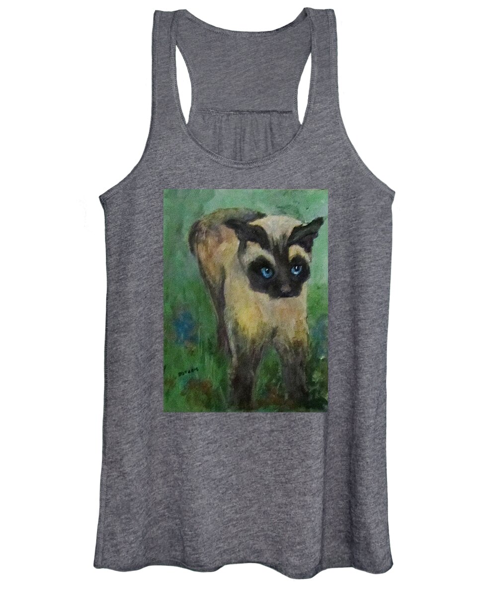 Cat Women's Tank Top featuring the painting Coco by Barbara O'Toole