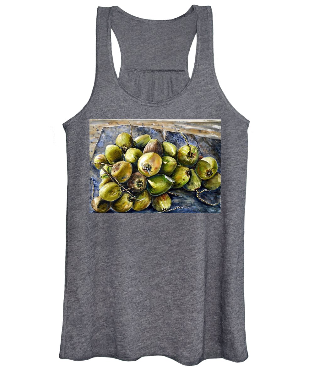 Coconuts Women's Tank Top featuring the painting Coconuts by Katerina Kovatcheva