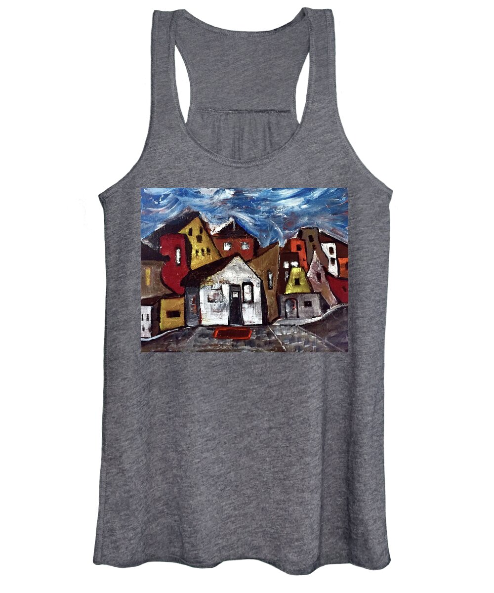 Impressionist Women's Tank Top featuring the painting Cold Day in Wasnot by Dennis Ellman