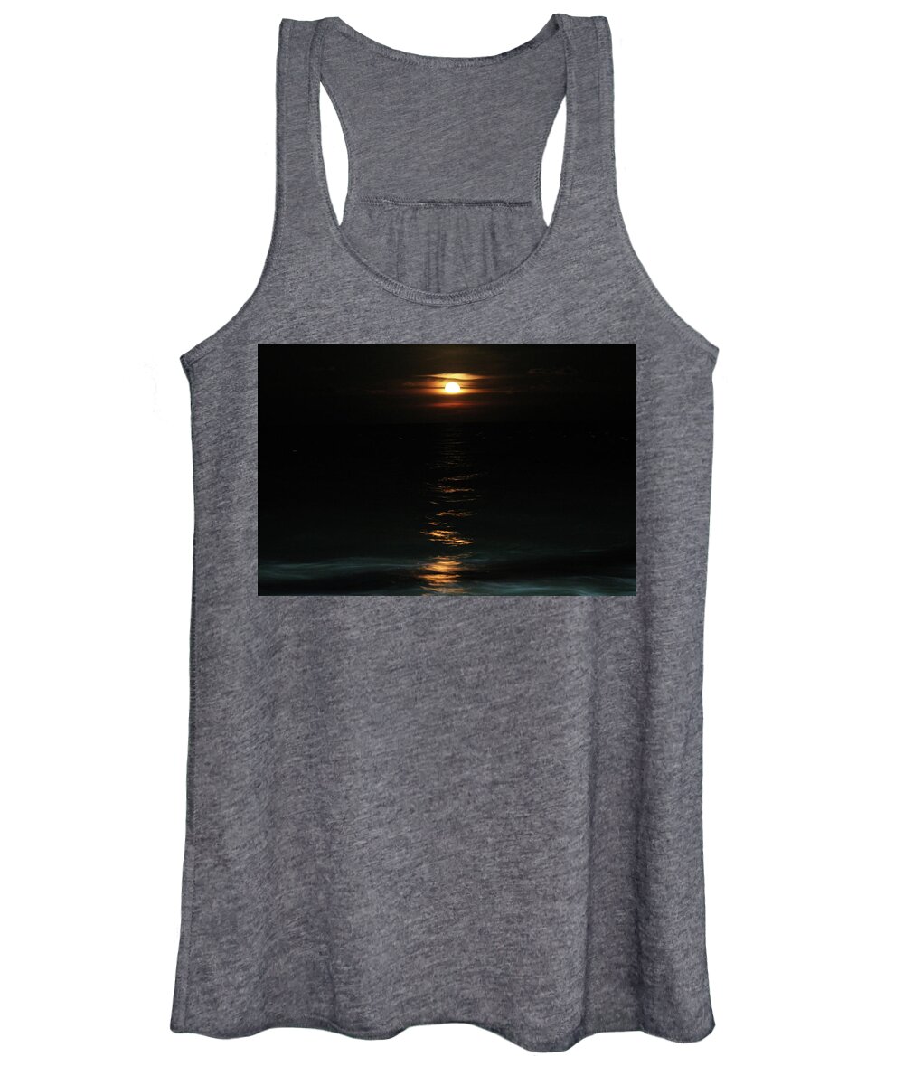 Moon Women's Tank Top featuring the photograph Cold Moon Rising 2017 by Robert Banach