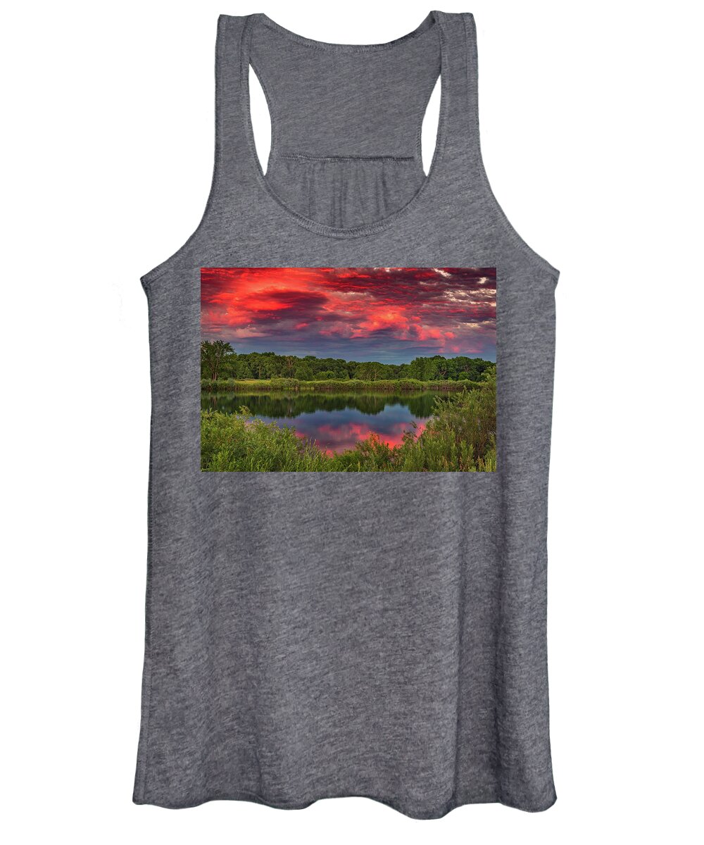 Colorado Women's Tank Top featuring the photograph Colorado Ponds Sunset by Darren White