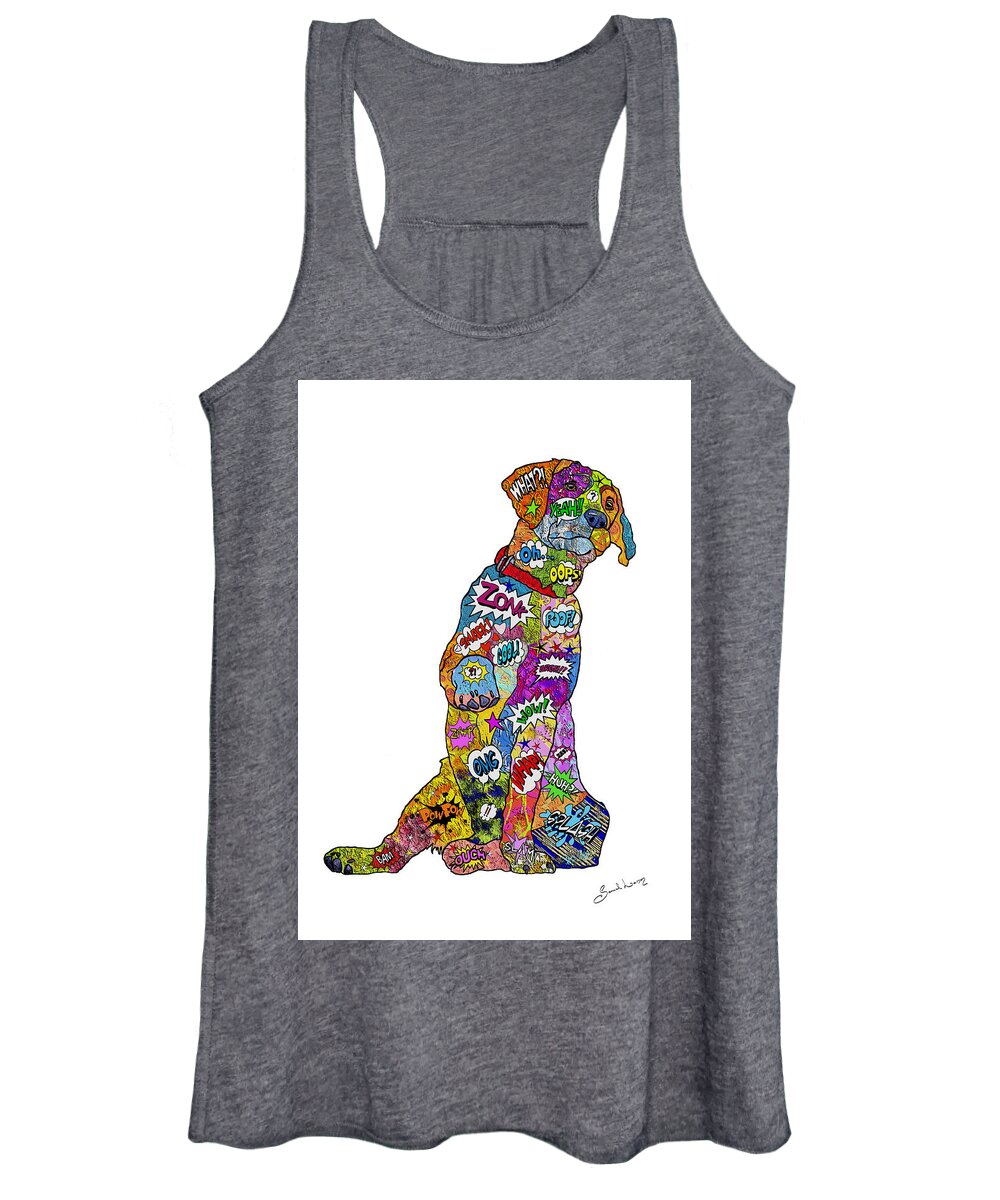 Labrador Women's Tank Top featuring the painting Doggy Pop Art - Labradorable by Sannel Larson