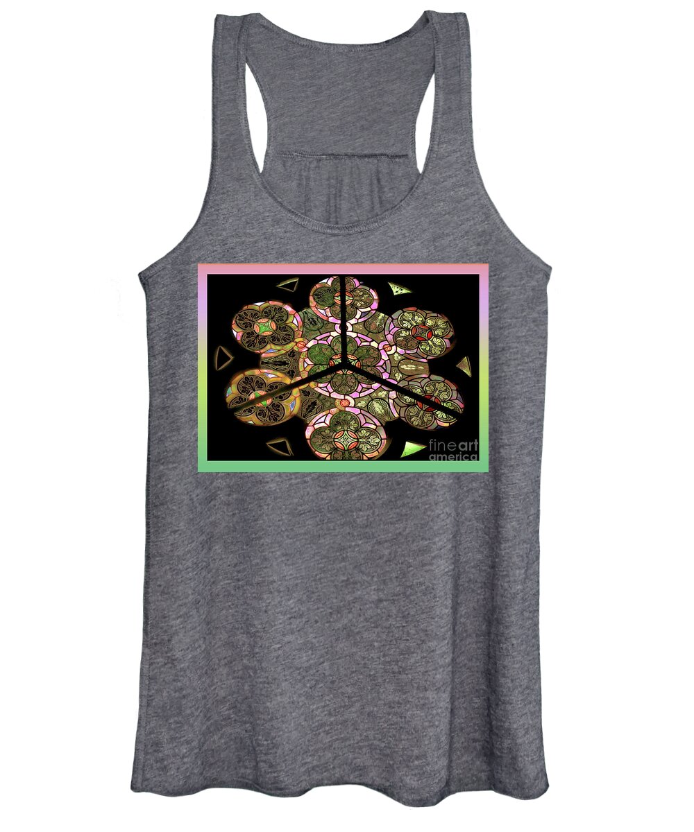 Fantasy Women's Tank Top featuring the digital art Colorful Rosette in pink-turquoise by Eva-Maria Di Bella