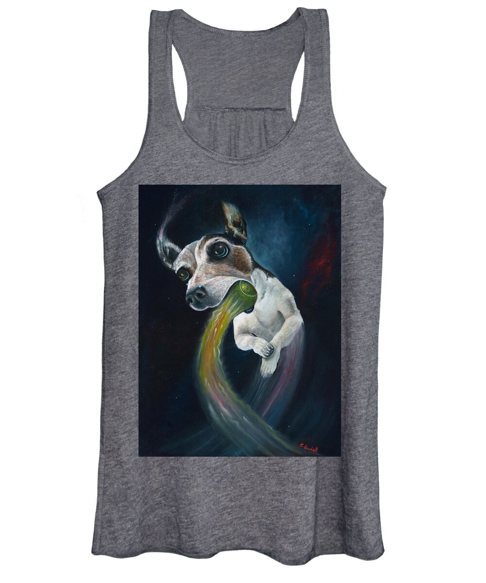 Dog Women's Tank Top featuring the painting Cosmojo by Claudia Goodell