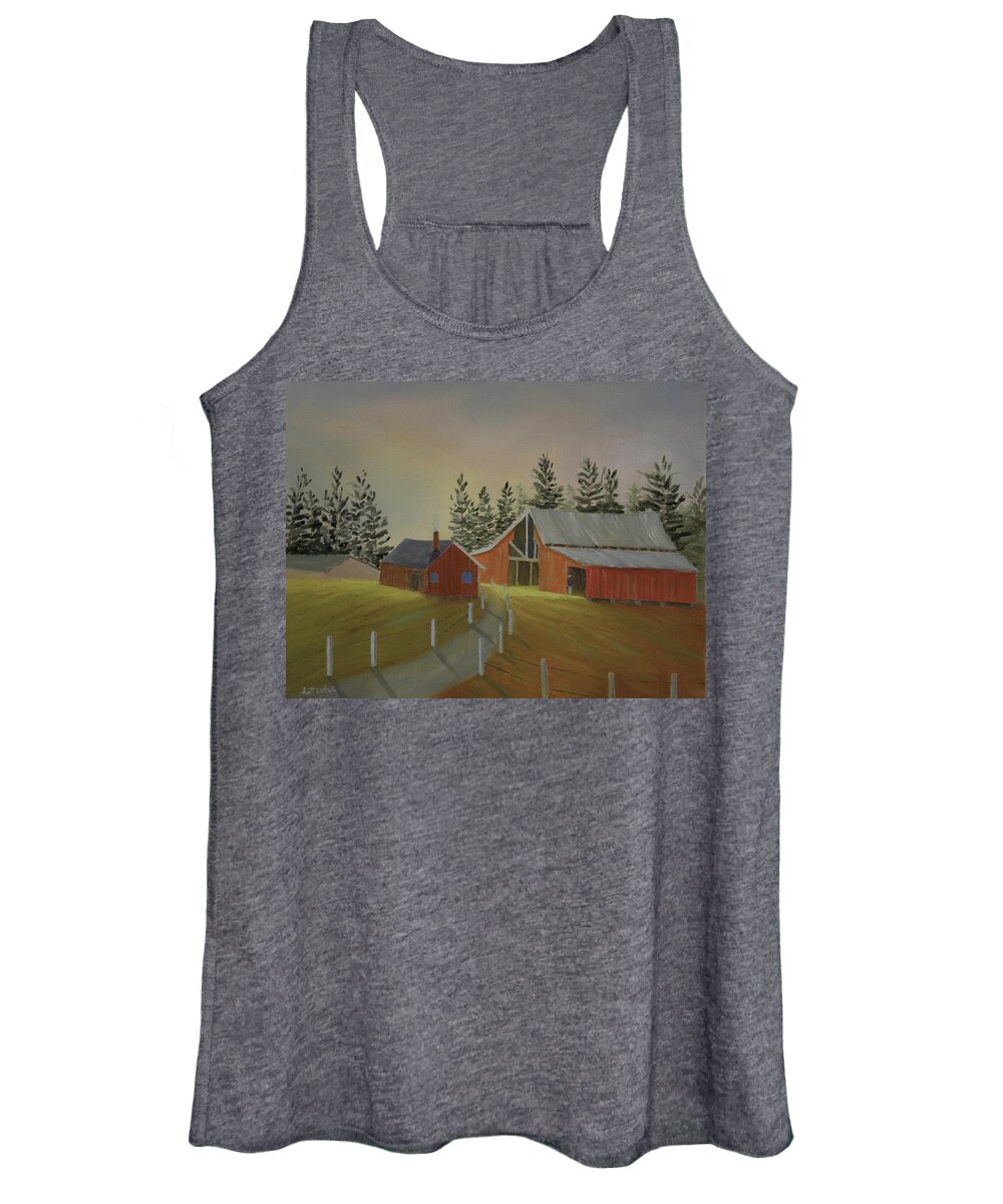 Barn Farm Hills Landscape Country Women's Tank Top featuring the painting Country Farm by Scott W White