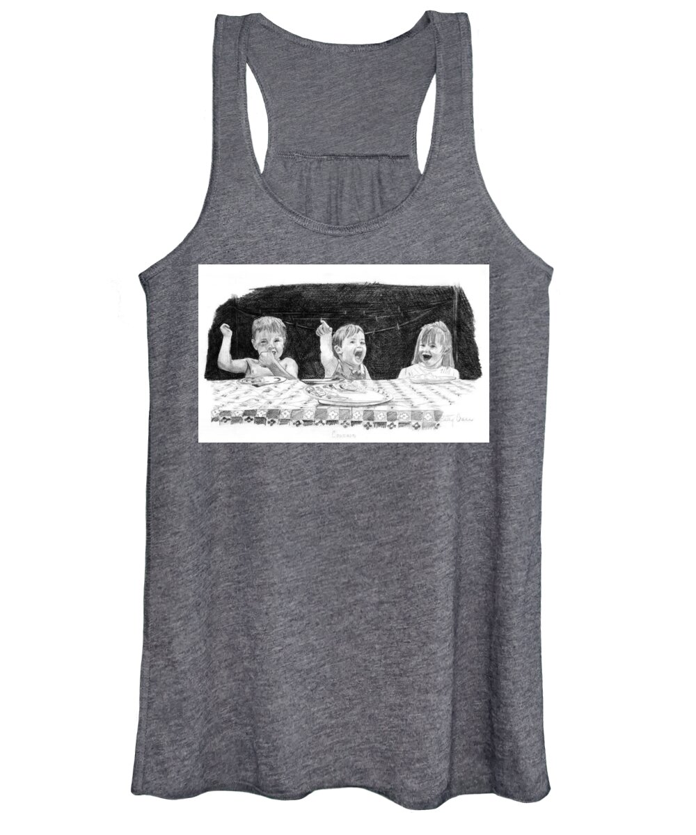 Pencil Women's Tank Top featuring the drawing Cousins by Betsy Carlson Cross