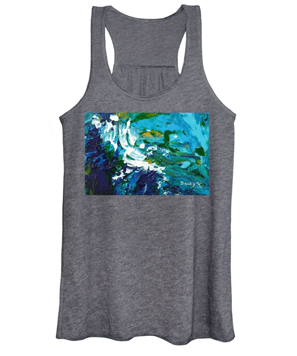 Bold Abstract Women's Tank Top featuring the painting Crashing Wave by Donna Blackhall