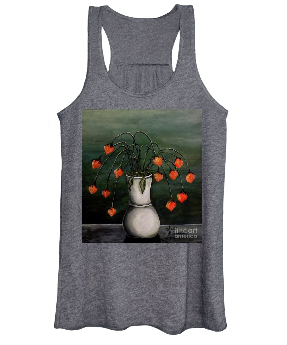 Flowers Women's Tank Top featuring the painting Crazy Red Flowers by Judy Kirouac