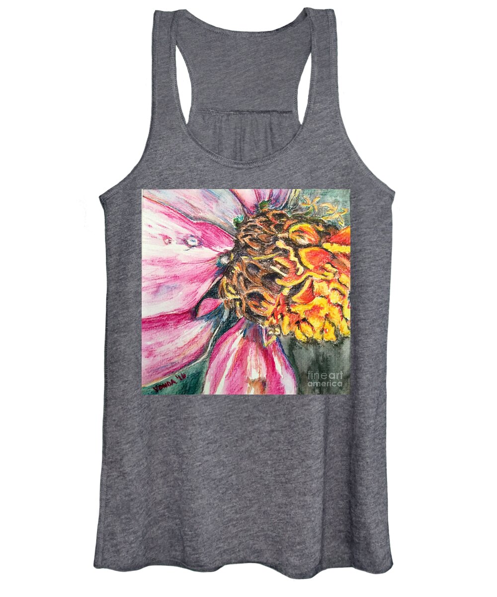 Macro Women's Tank Top featuring the drawing Crazy Top by Vonda Lawson-Rosa
