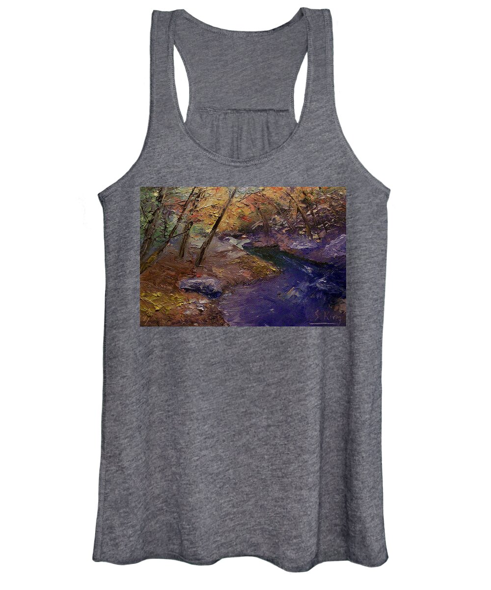 Landscape Women's Tank Top featuring the painting Creek Bank by Stephen King