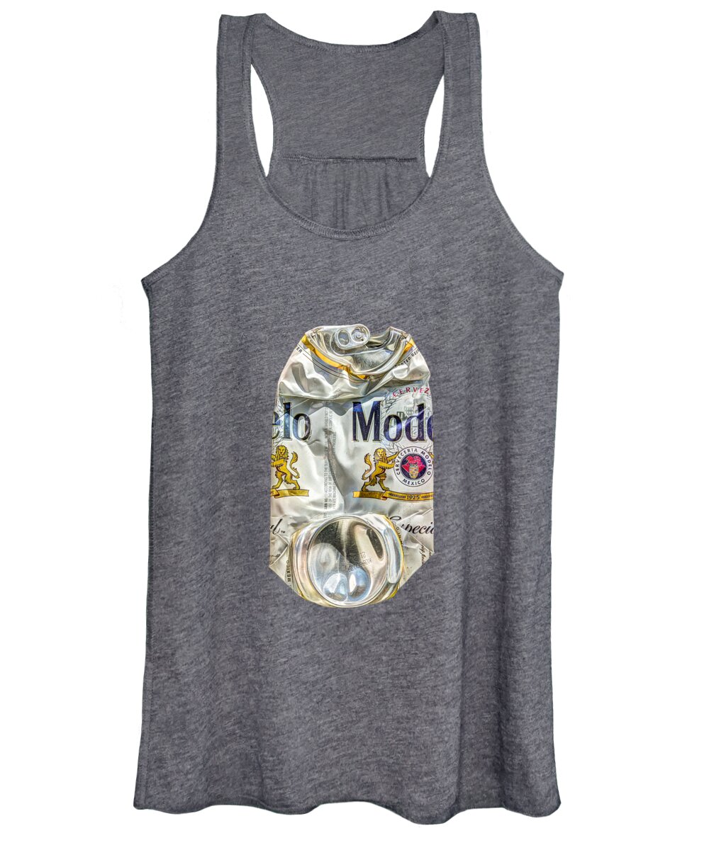 Beer Can Women's Tank Top featuring the photograph Crushed Beer Can Especial on BW Plywood 82 by YoPedro