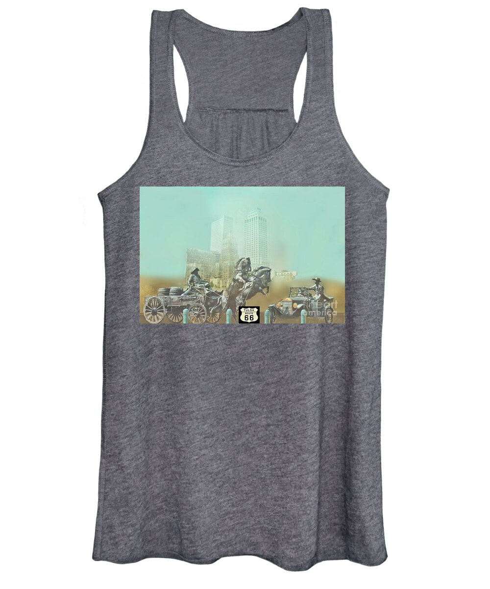 Cyrus Avery Women's Tank Top featuring the digital art Cyrus Avery Centennial Plaza Route 66 by Janette Boyd