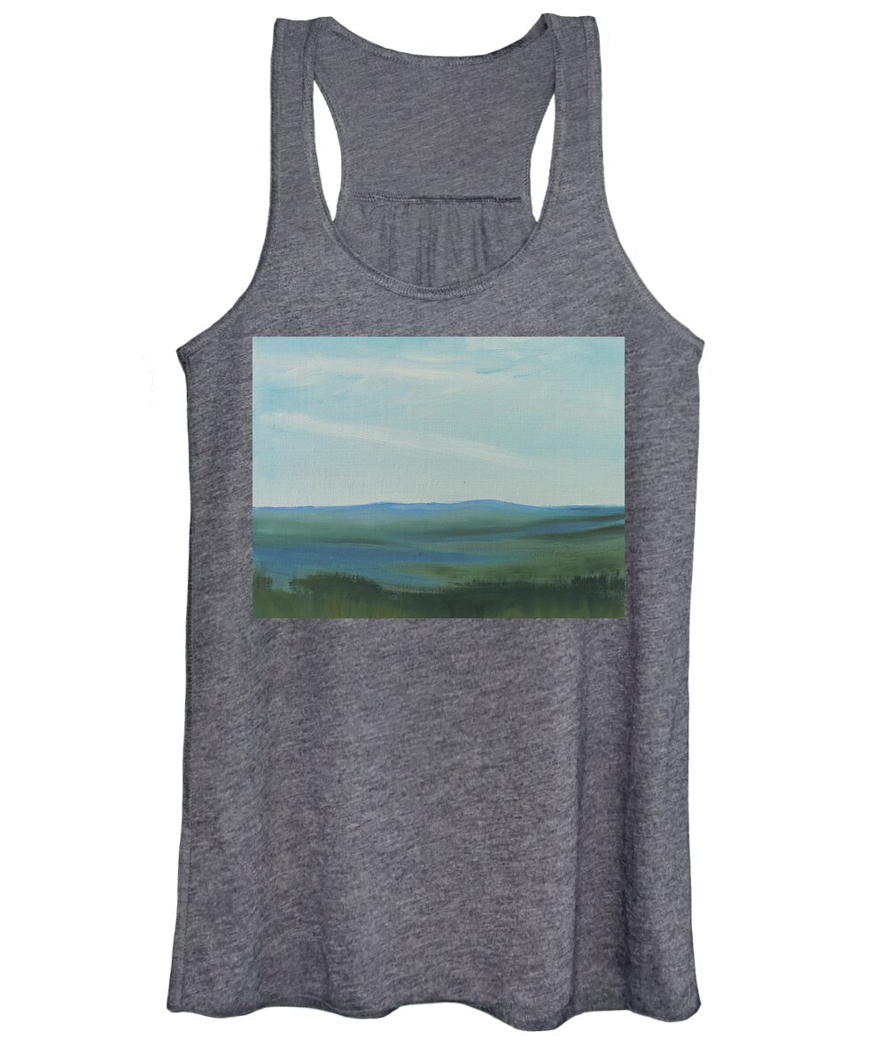 Landscape Women's Tank Top featuring the painting dagrar over salenfjallen- Shifting daylight over mountain ridges, 6 of 12_0027 60x40 cm by Marica Ohlsson