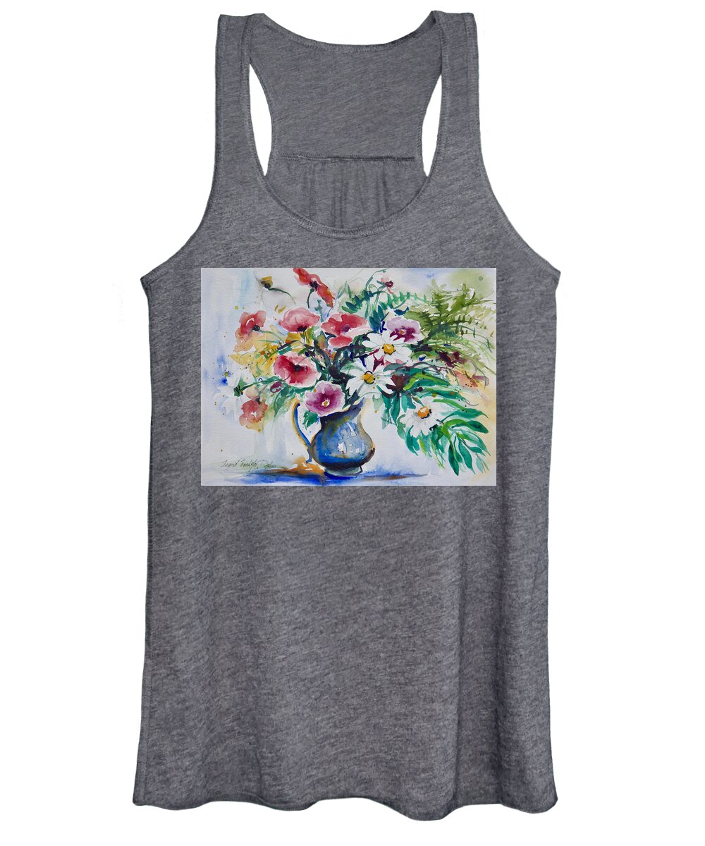 Flowers Women's Tank Top featuring the painting Daisies and Poppies by Ingrid Dohm