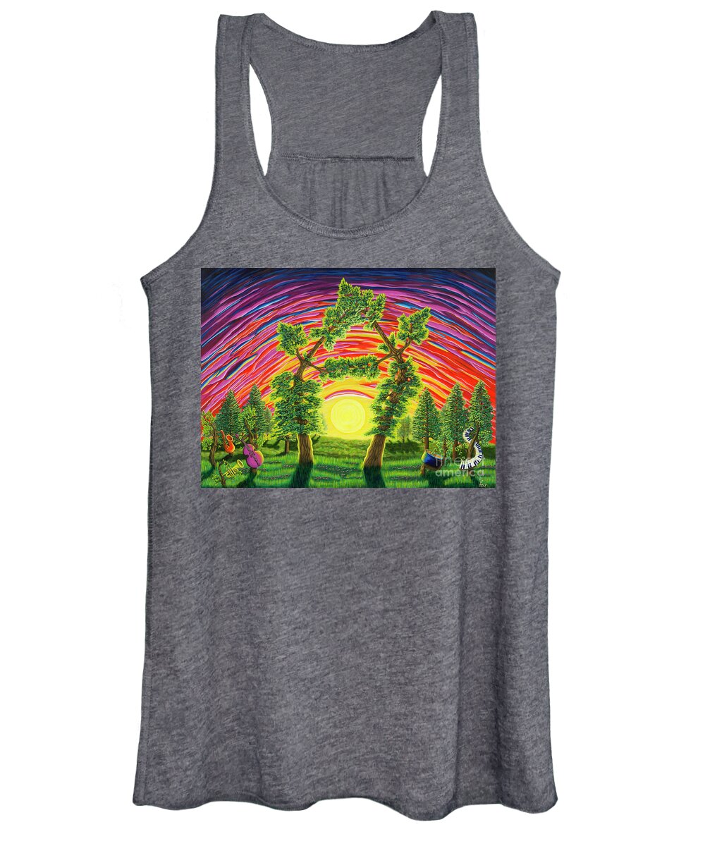 Acrylic Women's Tank Top featuring the painting Dance of Sunset by Rebecca Parker