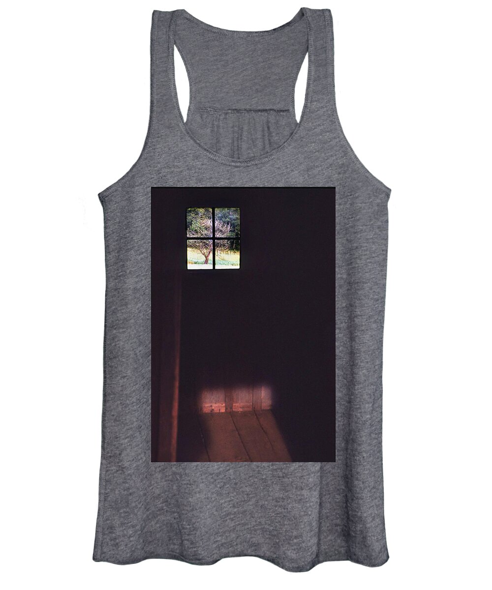 Cabin Women's Tank Top featuring the photograph Dark Cabin Window by Ted Keller