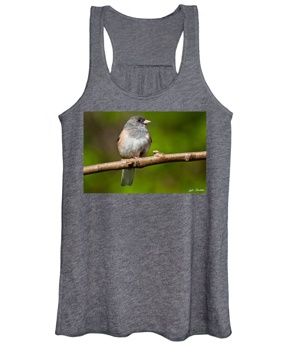 Adult Women's Tank Top featuring the photograph Dark Eyed Junco Perched on a Branch by Jeff Goulden