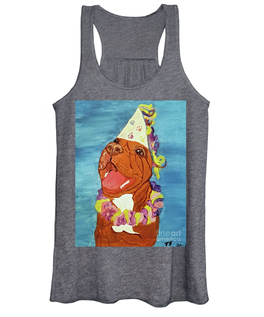 Pet Women's Tank Top featuring the painting Date With Paint Feb 19 Kayna by Ania M Milo