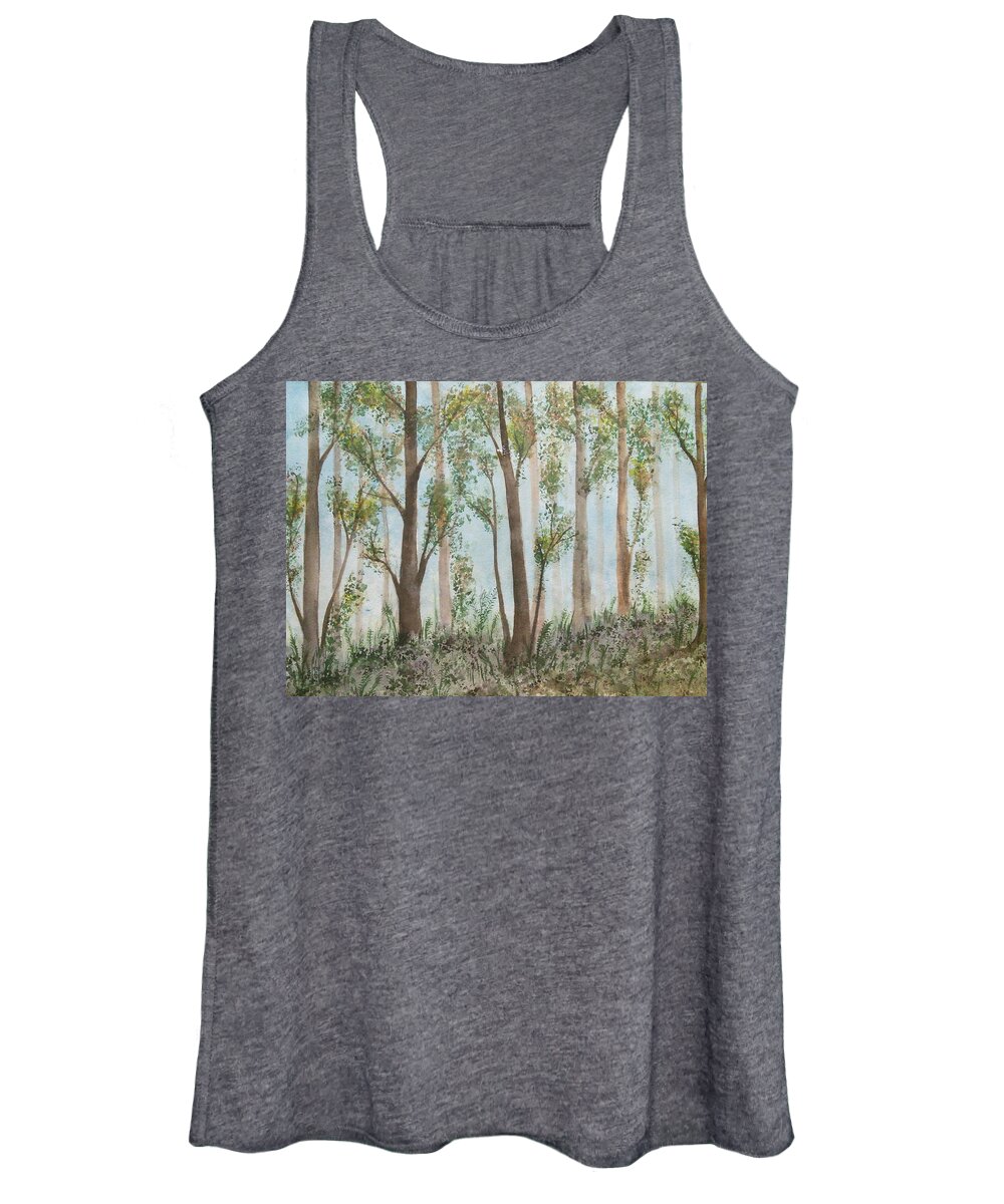 Forest Women's Tank Top featuring the painting Day Forest by Susan Nielsen