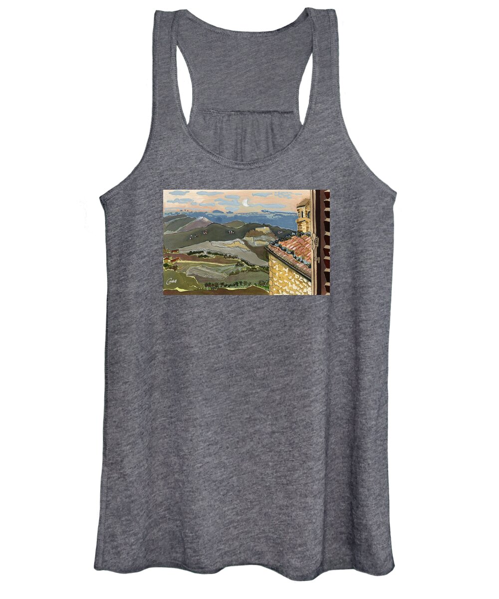 Italian Countryside Women's Tank Top featuring the painting Daybreak at San Leo, Rimini by Joan Cordell