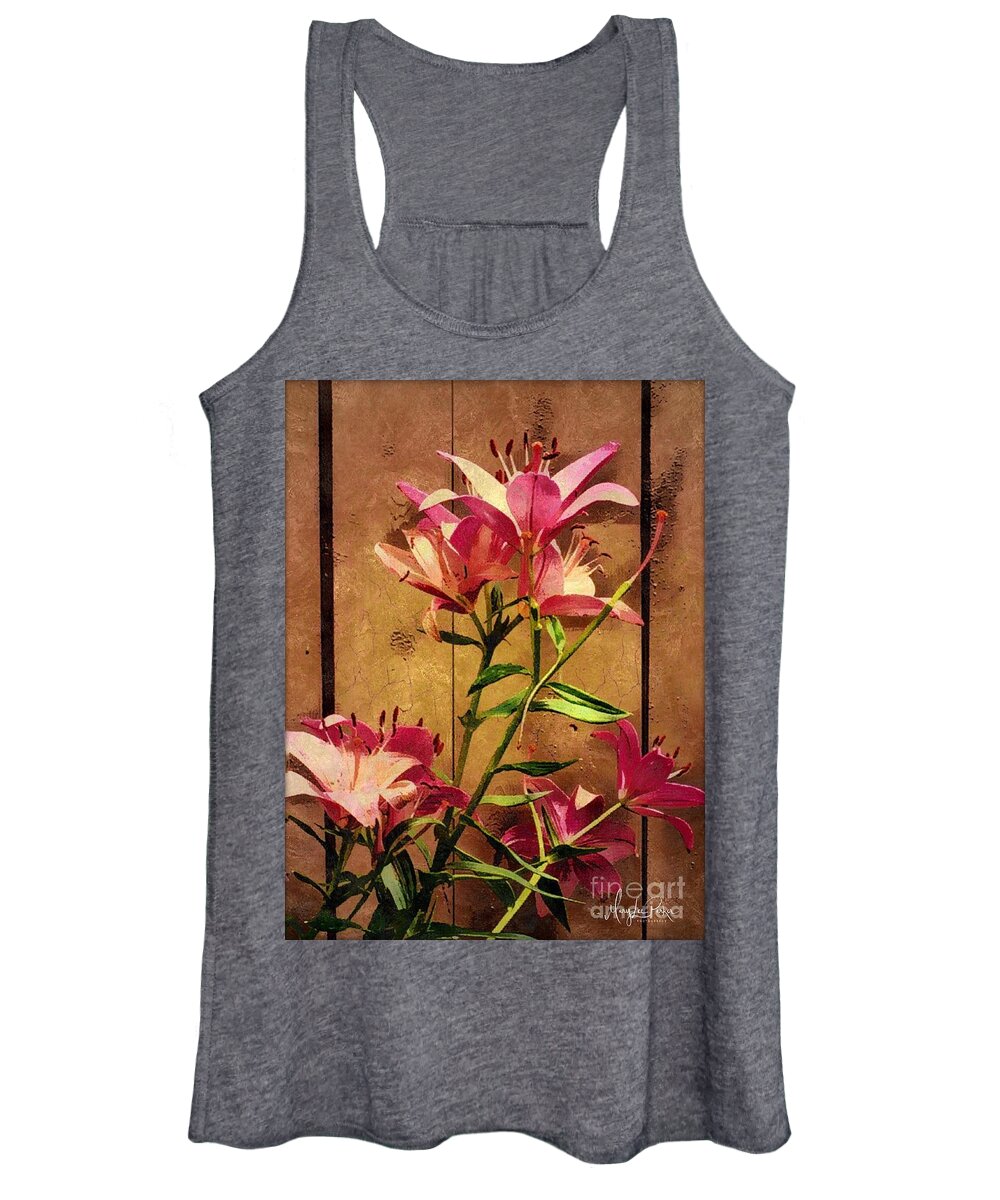 Mixmedia Women's Tank Top featuring the mixed media DayLiliys In Guilford , Conn by MaryLee Parker