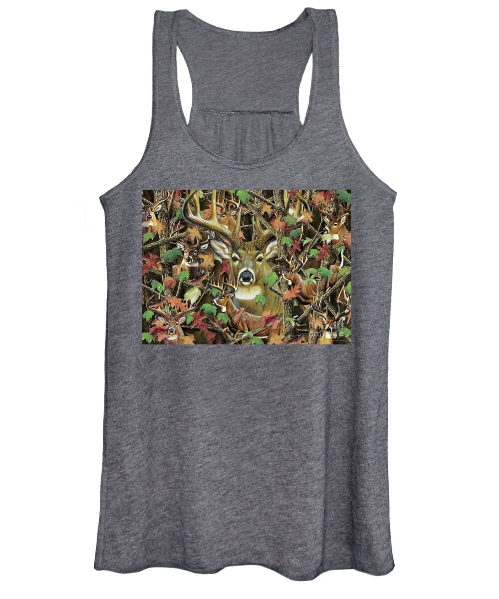 Jq Licensing Women's Tank Top featuring the painting Deer Camo by JQ Licensing Cynthie Fisher