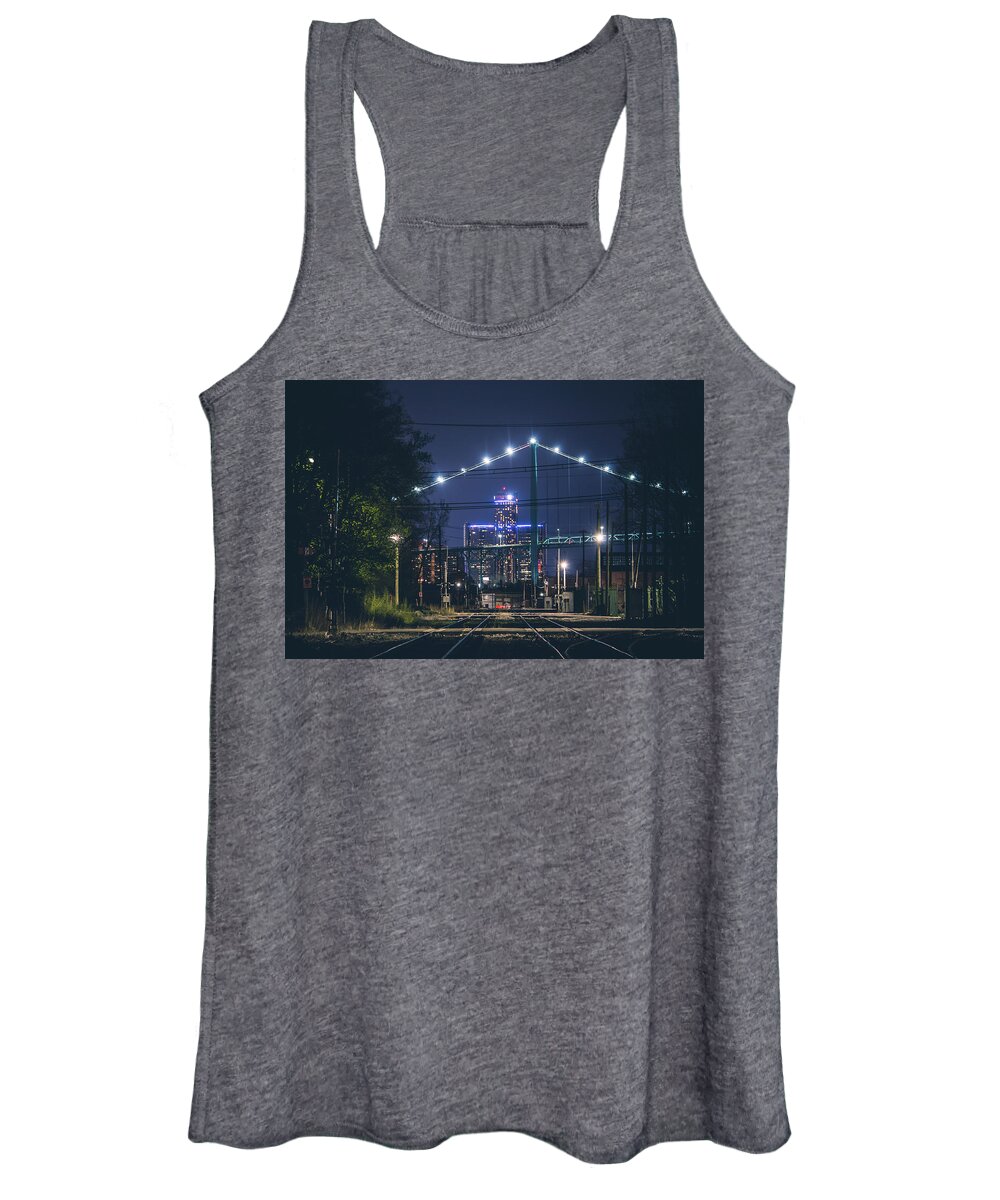 Detroit Women's Tank Top featuring the photograph Detroit from the rails at night by Jay Smith
