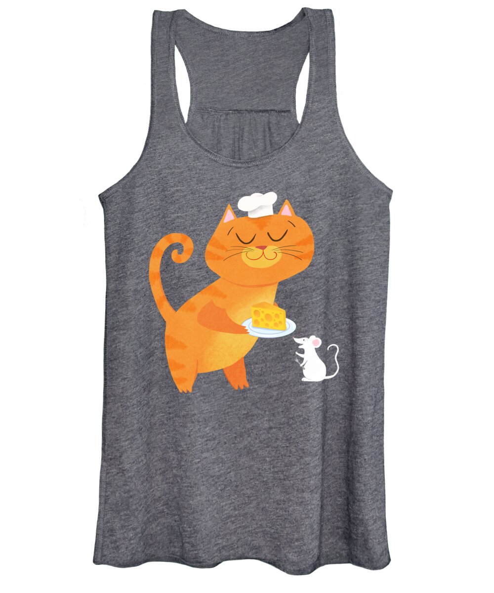 Cat Women's Tank Top featuring the painting Dinner For Two by Little Bunny Sunshine