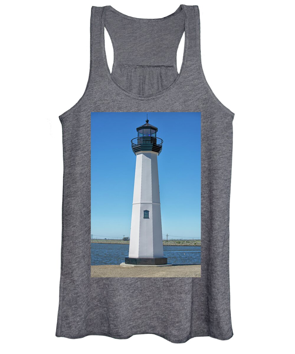 Lighthouse Women's Tank Top featuring the photograph Discovery Bay Lighthouse by Robin Mayoff