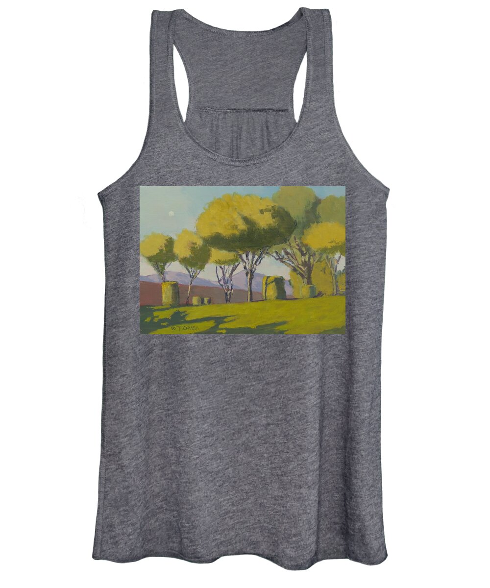 Distant Women's Tank Top featuring the painting Distant Mountain - Art by Bill Tomsa by Bill Tomsa