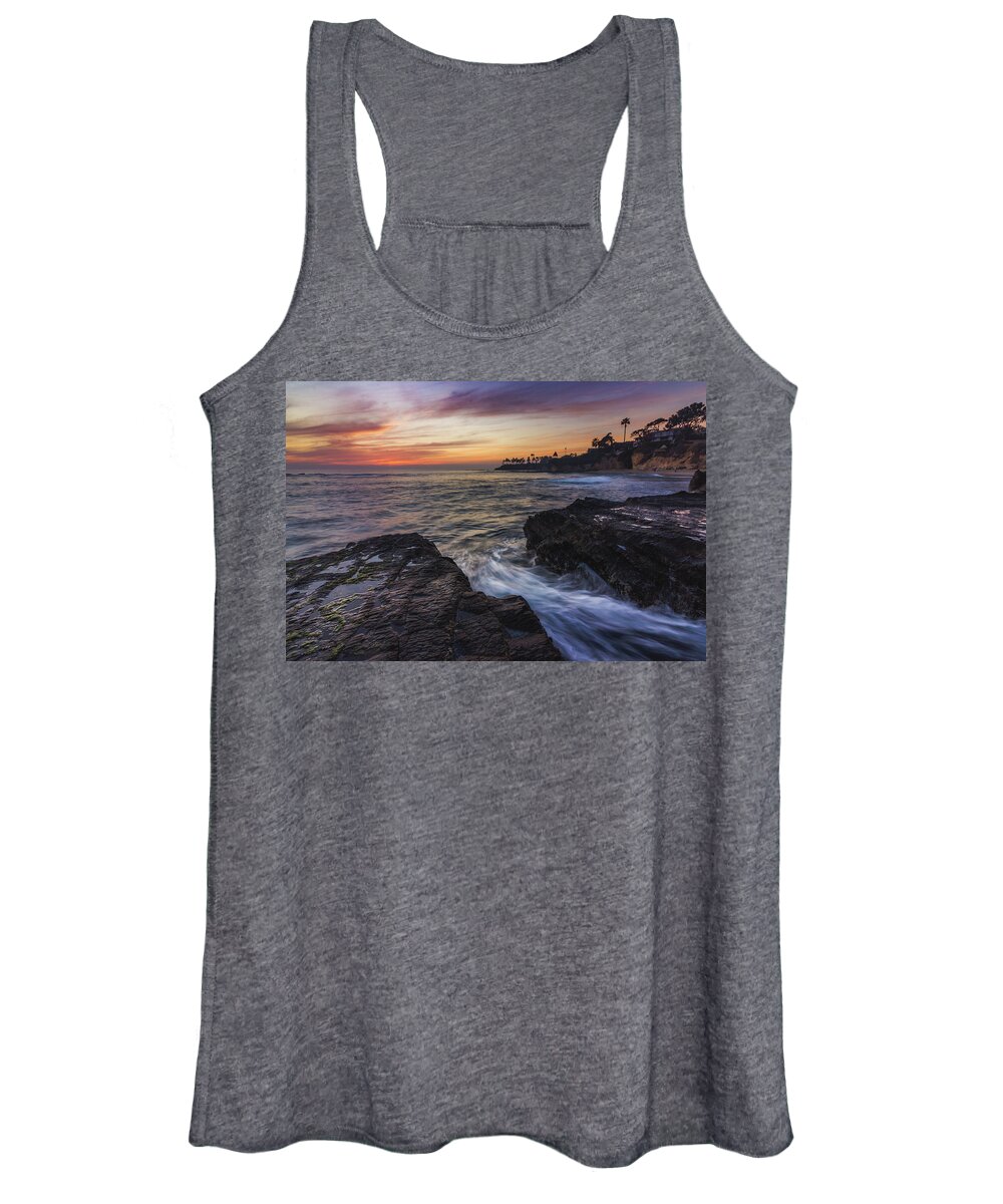 Beach Women's Tank Top featuring the photograph Diver's Cove Sunset by Andy Konieczny
