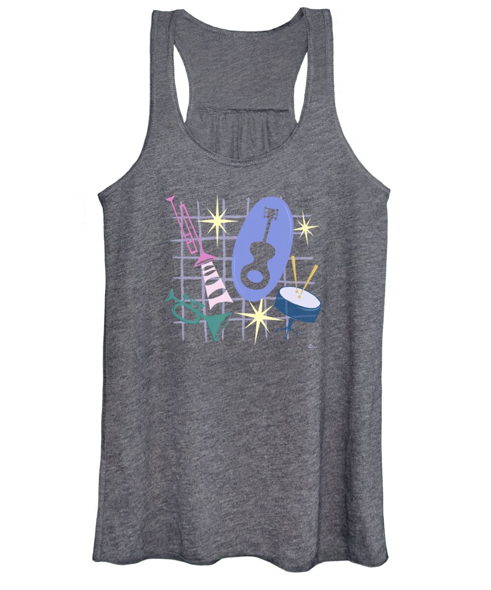 Painting Women's Tank Top featuring the painting Django Jazz Composition In Purple by Little Bunny Sunshine
