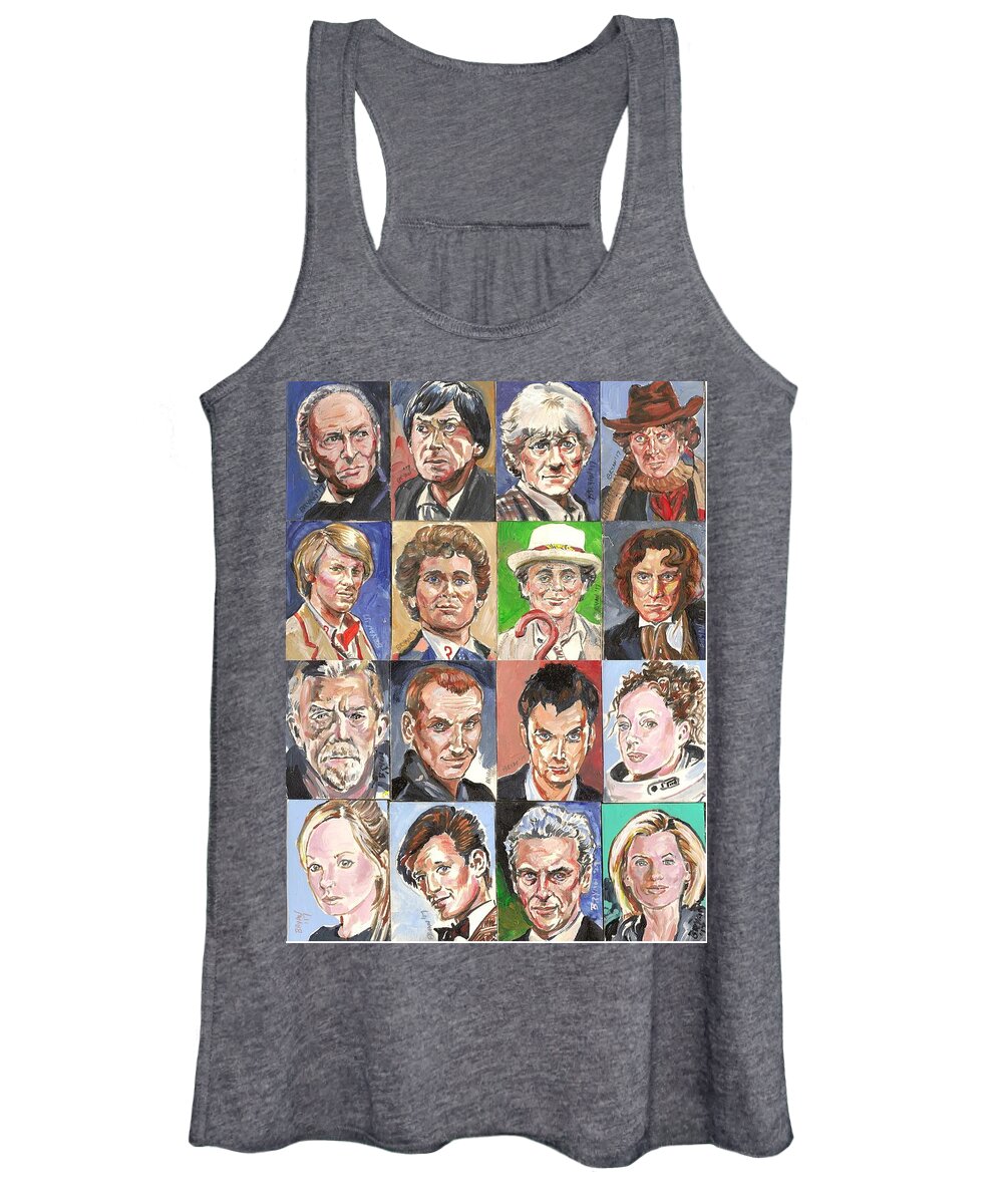 Doctor Who Women's Tank Top featuring the painting Doctor Who 1963 to 2017 revised by Bryan Bustard