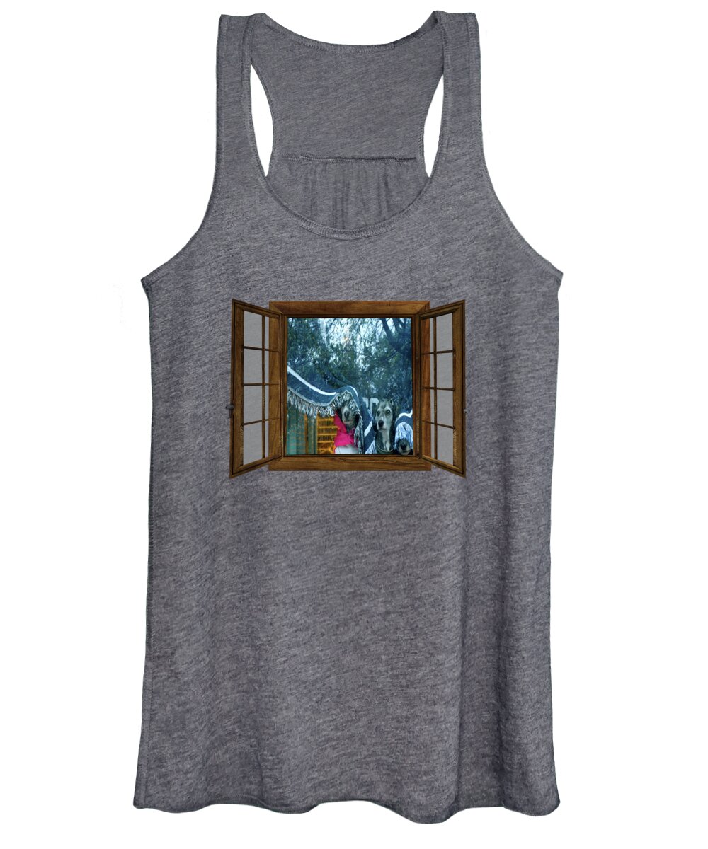 Dog Women's Tank Top featuring the mixed media Dog Loyalty - The Wait by Gabby Dreams