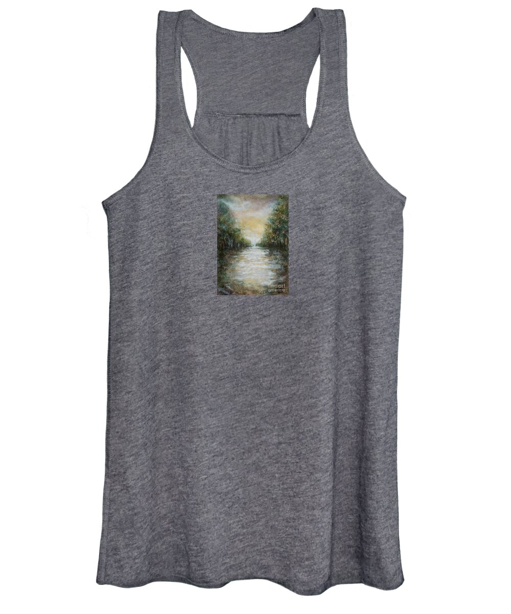 Landscape Women's Tank Top featuring the painting Down da Bayou by Francelle Theriot