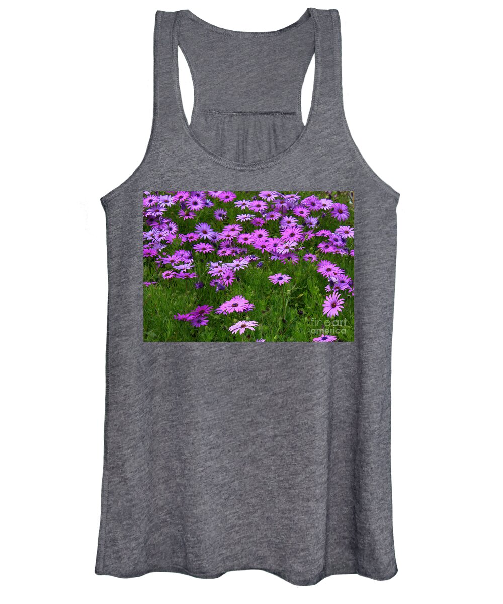 Floral Women's Tank Top featuring the photograph Dreaming of Purple Daisies by Carol Groenen