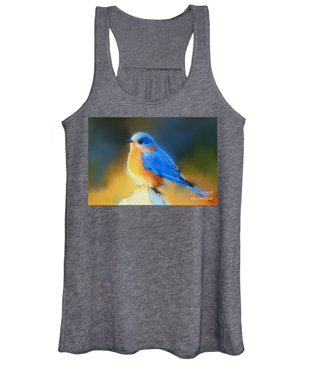 Bluebird Women's Tank Top featuring the painting Dressed In Blue by Tina LeCour