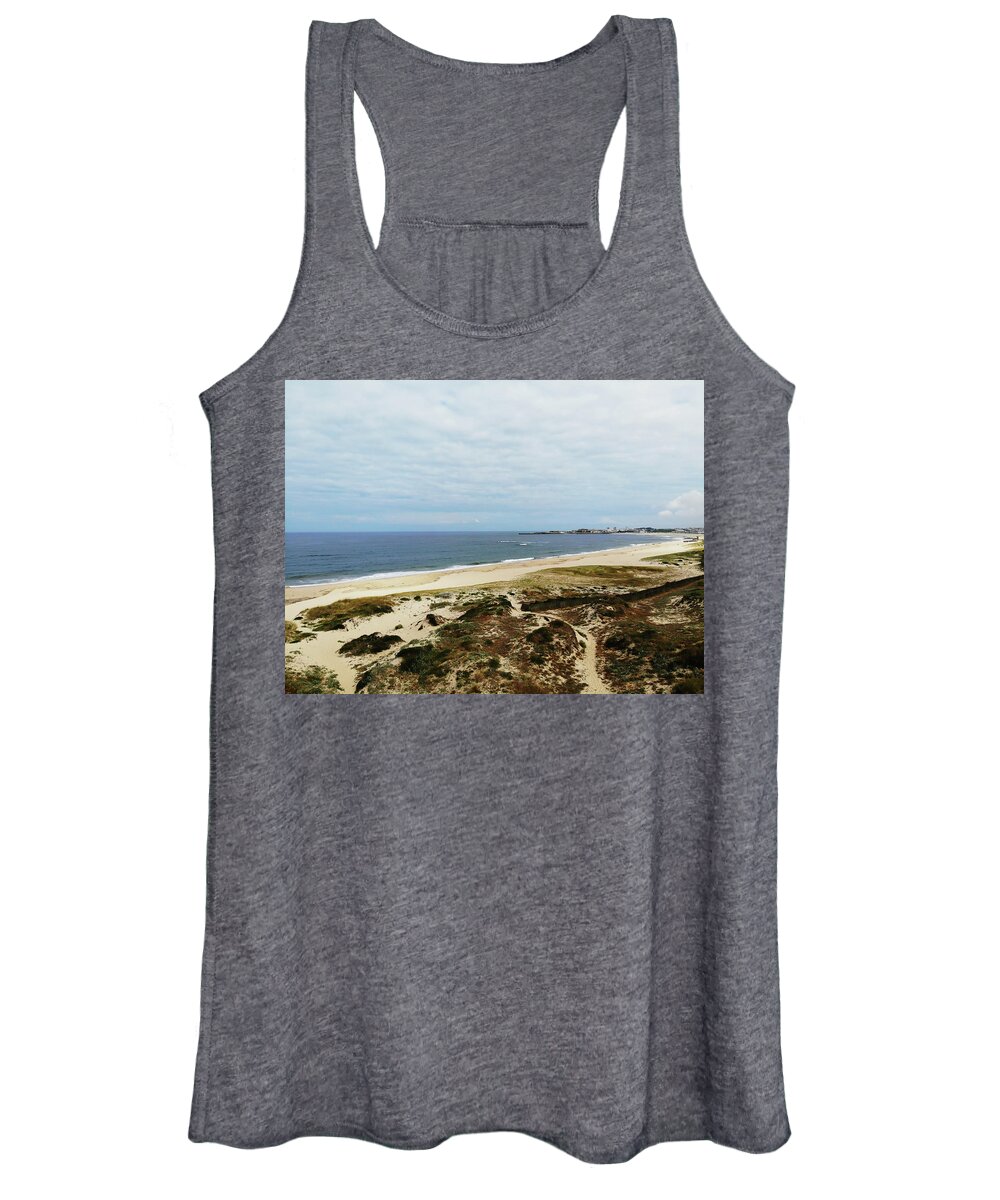 Beach Women's Tank Top featuring the photograph Drone beach photo by Paulo Goncalves