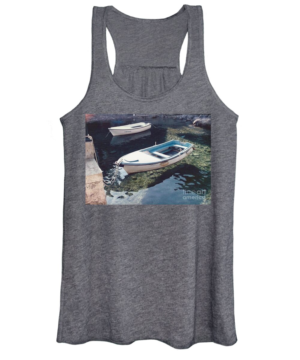 Boats Water Calm Floating Women's Tank Top featuring the photograph Dubrovnik Boats by J Doyne Miller