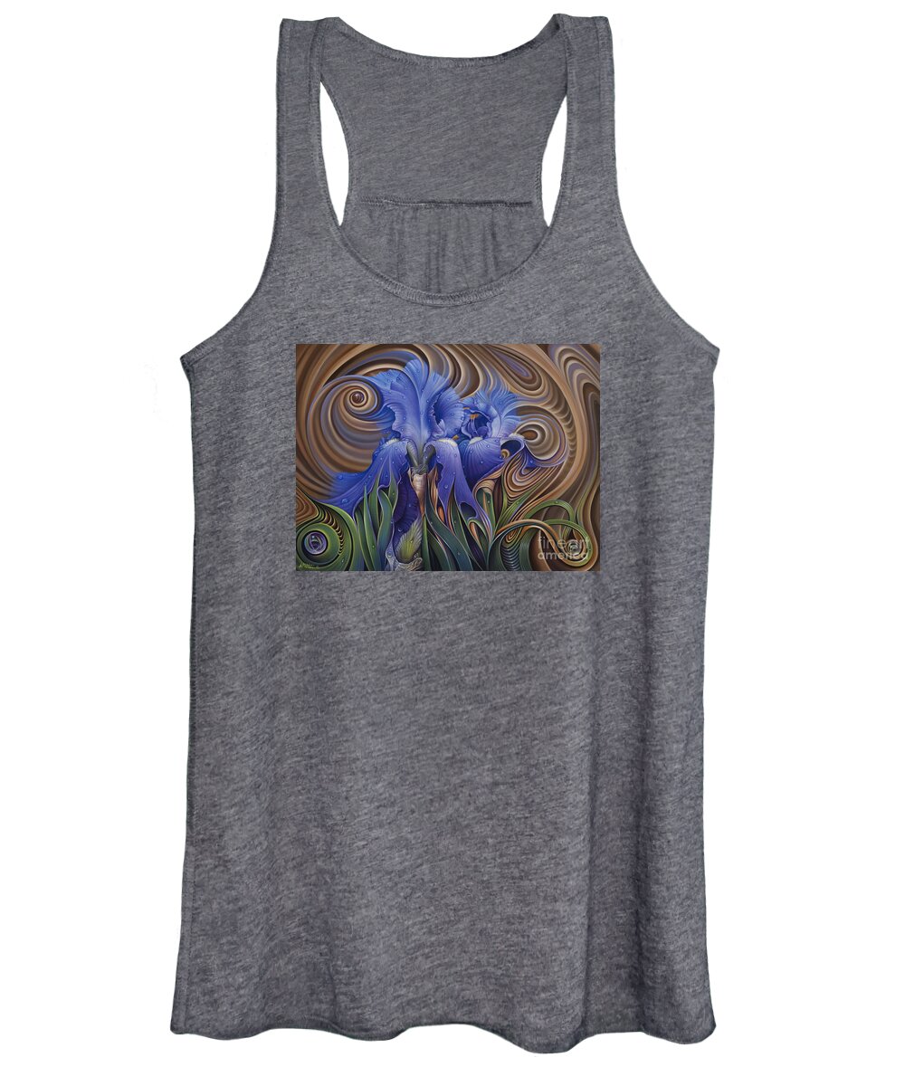 Flower Women's Tank Top featuring the painting Dynamic Iris by Ricardo Chavez-Mendez