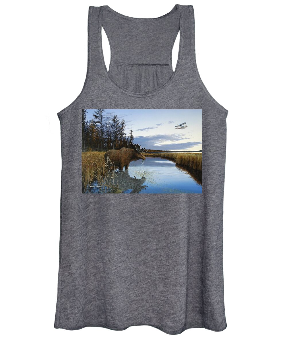 Moose Women's Tank Top featuring the painting Early Flight by Anthony J Padgett