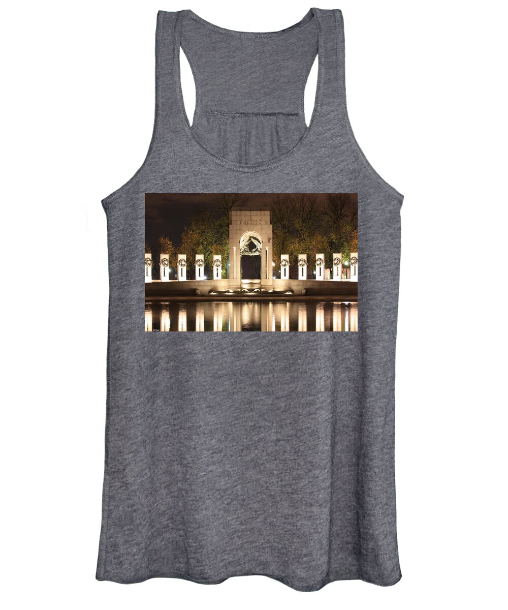 Early Women's Tank Top featuring the photograph Early Washington Mornings - World War II Memorial - Pacific Theater by Ronald Reid